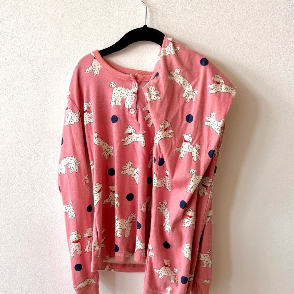 Mini Boden Long Sleeve Pink Poodle Pajama Set